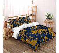 TiTCiveR Navy Background Bedding Set 3D Design Duvet Cover Set Chic Breathable Quilt Cover Suitable for Family, Couple, Children with Pillow Double（200x200cm）
