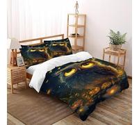 TiTCiveR Owl Firefly Bedding Set 3 Pieces 3D Digital Printing Animal Themes Wildlife Duvet Cover Set Chic Breathable Quilt Cover Girl Woman with Pillowcase Super King(260x220cm)