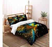 TiTCiveR Parrot Sparkles Bedding Set 3D Digital Printing Gorgeous ForestAnimal Duvet Cover Set Microfiber Quilt Cover 3 Pieces for Boys & Girls with Pillowcase Double（200x200cm）