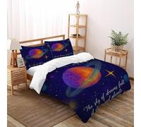 TiTCiveR Planet Sky Bedding Set 3D Digital Printing Cosmos Cosmic Bodies Duvet Cover Set 3 Pieces Chic Breathable for Boys & Girls Bed Set Pillowcase Double（200x200cm）