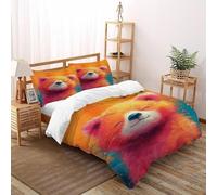 TiTCiveR Red Panda Colorful Bedding Set 3D Digital Printing Animal Theme Wildlife Duvet Cover Set Microfiber Comforter Cover Universal for All Seasons Pillowcase Double(200x200cm)
