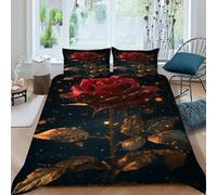 TiTCiveR Rose Sparkle Bedding Set 3D Design Elegant Garden Plant Duvet Cover Set 3 Pieces Chic Breathable Comforter Cover Universal for All Seasons with Pillowcase King（220x240cm）