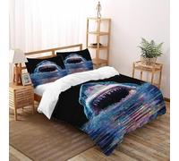 TiTCiveR Shark Glitch Bedding Set 3D Digital Printing Animal Themes Marine Animals Duvet Cover Set Chic Breathable Comforter Cover Girl Woman with Pillow Double（200x200cm）
