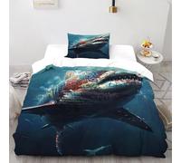 TiTCiveR Shark Graffiti Bedding Set 3D Digital Printing Animal Theme Marine Animals Duvet Cover Set 2 Pieces Microfiber Quilt Cover Suitable for Family,couple,children with Pillow Single（135x200cm）