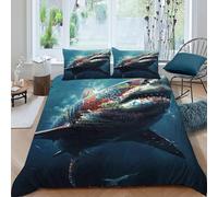TiTCiveR Shark Graffiti Bedding Set 3D Digital Printing Animal Theme Marine Animals Duvet Cover Set Microfiber Quilt Cover 3 Pieces for Boys & Girls with Pillowcase King（220x240cm）