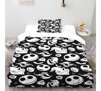 TiTCiveR Skull Bat Bedding Set Theme Bedspread Halloween Night Things Duvet Cover Set Chic Breathable Quilt Cover for Boys&Girls with Pillowcase Single（135x200cm）