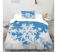 TiTCiveR Snowflake Sky Bedding Set Theme Bedspread Winter IceCrystal Duvet Cover Set 2 Pieces Chic Breathable Comforter Cover Universal for All Seasons with Pillowcase Single（135x200cm）