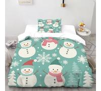 TiTCiveR Snowflakes Bedding Set 3D Design Christmas Winter Figures Duvet Cover Set Microfiber Quilt Cover Universal for All Seasons with Pillowcase Single（135x200cm）