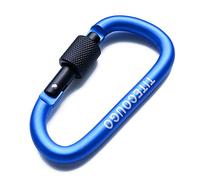 TITECOUGO 2 PCS Aluminum Alloy D-Ring High Strength Carabiner Key Chain Clip Hook For Camping Hiking Blue Black
