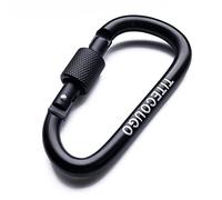 TITECOUGO 2 PCS Aluminum Alloy D-Ring High Strength Carabiner Key Chain Clip Hook For Camping Hiking (Not for Climbing) Black Black