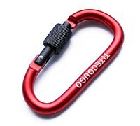 TITECOUGO 2 PCS Aluminum Alloy D-Ring High Strength Carabiner Key Chain Clip Hook For Camping Hiking Red Black
