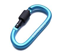 TITECOUGO 2 PCS Aluminum Alloy D-Ring High Strength Carabiner Key Chain Clip Hook For Camping Hiking Sky Blue Black