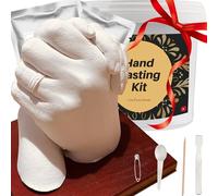 TITGGI Hand Casting Kits Couples, Hand Mold Casting Kit Couples - Hand Moulding Kit Couples Gifts for Her and Him, DIY Hand Statue Kit Adult & Child, Wedding (with Wood Base)