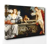 Titian Sacred and Profane Love Canvas Print | Gallery Wrapped 30mm Frame Wall Art | 30x20 inches | Ready to Hang | Modern Picture | Living Room Bedroom Lounge Office