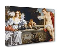 Titian Sacred and Profane Love Classic Painting Canvas Wall Art Print Ready to Hang, Framed Picture for Living Room Bedroom Home Office Décor, 30x20 Inch (76x50 cm)