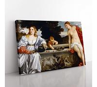 Titian Sacred and Profane Love Classic Painting Canvas Wall Art Print Ready to Hang, Framed Picture for Living Room Bedroom Home Office Décor, 60x40 cm (24x16 Inch)