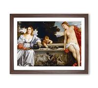 Titian Sacred and Profane Love Classic Painting Framed Wall Art Print, Ready to Hang Picture for Living Room Bedroom Home Office Décor, Walnut A2 (64 x 46 cm)