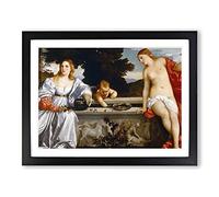 Titian Sacred and Profane Love Classic Painting Framed Wall Art Print, Ready to Hang Picture for Living Room Bedroom Home Office Décor, Black A2 (64 x 46 cm)