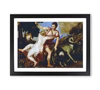 Titian Venus and Adonis 2 Classic Painting Framed Print | A2 Black Framed Wall Art | Ready to Hang | Classic Historical Picture | Living Room Bedroom Lounge Office