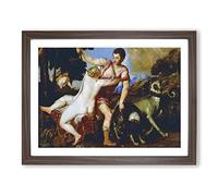 Titian Venus and Adonis 2 Classic Painting Framed Print | A2 Walnut Framed Wall Art | Ready to Hang | Classic Historical Picture | Living Room Bedroom Lounge Office
