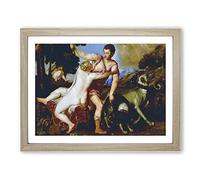 Titian Venus and Adonis 2 Classic Painting Framed Print | A3 Oak Framed Wall Art | Ready to Hang | Classic Historical Picture | Living Room Bedroom Lounge Office
