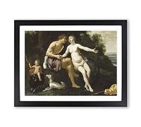 Titian Venus and Adonis Classic Painting Framed Print | A4 Black Framed Wall Art | Ready to Hang | Classic Historical Picture | Living Room Bedroom Lounge Office
