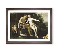 Titian Venus and Adonis Classic Painting Framed Print | A4 Walnut Framed Wall Art | Ready to Hang | Classic Historical Picture | Living Room Bedroom Lounge Office