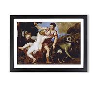 Titian Venus and Adonis Vol.2 Framed Print | A2 Black Framed Wall Art | Ready to Hang | Modern Nature Picture | Living Room Bedroom Lounge Office
