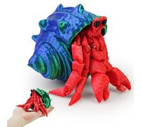 TiTiC 3D Printed Hermit Crab,3D Printed Animals Fidget Toy, Articulated Flexible 3D Printed Hermit Crab,Realistic Slithering Design, Home Office Executive Desk Decor (Red)