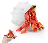 TiTiC 3D Printed Hermit Crab,3D Printed Animals Fidget Toy, Articulated Flexible 3D Printed Hermit Crab,Realistic Slithering Design, Home Office Executive Desk Decor (Red-Gold)