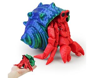 TiTiC 3D Printed Hermit Crab,3D Printed Animals Fidget Toy, Articulated Flexible 3D Printed Hermit Crab,Realistic Slithering Design, Home Office Executive Desk Decor (Red)