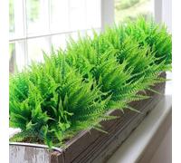 Titifeya 10pcs UV Resistant Lifelike Artificial Boston Fern, Plastic Greenery Shrubs for Indoor Outdoors, Faux Ferns Fake Ferns Artificial Plants, Fake Boston Fern for Porch Window Home Decor