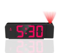 Titifeya Digital Projection Alarm Clocks LED Bedside Clock for Bedroom Ceiling 12/24H Temperature Date Display 180° Rotatable Projector Adjustable Brightness Snooze Night Mode for Home Office