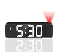 Titifeya Digital Projection Alarm Clocks LED Bedside Clock for Bedroom Ceiling 12/24H Temperature Date Display 180° Rotatable Projector Adjustable Brightness Snooze Night Mode for Home Office