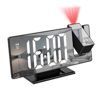 Titifeya Digital Projection Alarm Clocks LED Bedside Clock for Bedroom with Adjustable Brightness Snooze 12/24H Temperature Mirror Display for Home Office Living Room