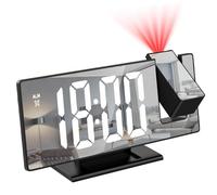 Titifeya Digital Projection Alarm Clocks LED Bedside Clock for Bedroom with Adjustable Brightness Snooze 12/24H Temperature Mirror Display for Home Office Living Room