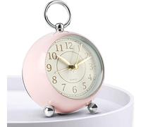 Titifeya Loud Bedside Alarm Clocks Non Ticking Battery Powered Silent Analogue Clock With Large Display Light Function Easy to Set Small Table Clock for Heavy Sleepers Bedroom Kitchen Office-Pink
