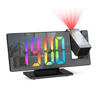 Titifeya Projection Alarm Clocks Digital LED Bedside Clock for Bedroom with Colorful Digit Adjustable Brightness Snooze 12/24H Temperature Mirror Display for Home Office Living Room