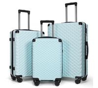 TITILT Luggage Set 3 Piece PC+ABS Carry On Luggage Durable Hardside Suitcase With TSA Lock Universal Silent Wheels, Light Blue, Fashion Trend Light Luxury Checked Luggage With Spinner Wheels