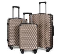 TITILT Luggage Set 3 Piece PC+ABS Carry On Luggage Durable Hardside Suitcase With TSA Lock Universal Silent Wheels, Champagne, Fashion Trend Light Luxury Checked Luggage With Spinner Wheels