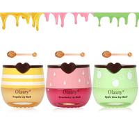 TITIMORE 3Pcs Bee Balm Lip Balm Honey Pot,Apple & Strawberry Lip Mask,Propolis Moisturizing Lip Sleeping Mask Reduces Lip Lines,Hydrating Prevention Dry and Cracked Lip Scrubs Exfoliator Honeybalm