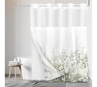 Tititex No Hooks Snap in Liner Sage Vine Leaves Shower Curtain Sets, Hotel Luxury Double Layers Waterproof Fabric & See-Through Top Window Bathroom Decorative 72x72 Inch