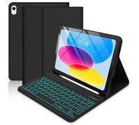 tititinita Keyboard Case for iPad 10th Generation 2022/A16 11th Generation 2025(10.9/11 inch), Case with 7 Colors Backlit Detachable Keyboard and Pencil Holder, UK Layout, Black