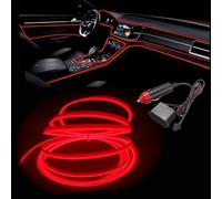 TiTiToo Car EL Wire with 6mm Sewing Edge, 5m Neon Wire, 12V with Fuse Protection, Designed for Automotive Interior Decoration.(red, 5m)
