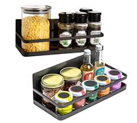 titivate 2PCS Magnetic Spice Rack for Refrigerator, Single Tier Condiments Organizer Kitchen Small Space Storage Shelf, Black