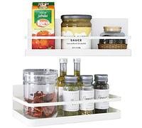 titivate 2PCS Magnetic Spice Rack for Refrigerator, Single Tier Condiments Organizer Kitchen Small Space Storage Shelf, White