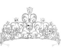 TITIVATE Tiara Crystal Crown Wedding Tiara Bridal Tiara Crystal Rhinestone Tiara Crown Princess Tiara, Crystal, Rhinestone, Alloy, (1599-Silver, One Size)