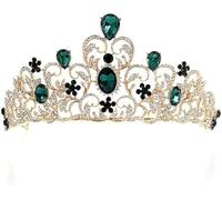 TITIVATE Tiara Crystal Crown Wedding Tiara Bridal Tiara Crystal Rhinestone Tiara Crown Princess Tiara, Crystal, Rhinestone, Alloy, (1599-Green, One Size)
