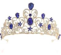 TITIVATE Tiara Crystal Crown Wedding Tiara Bridal Tiara Crystal Rhinestone Tiara Crown Princess Tiara, Crystal, Rhinestone, Alloy, (1599-Blue, One Size)