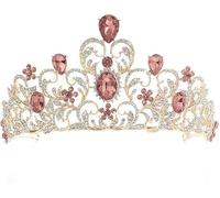TITIVATE Tiara Crystal Crown Wedding Tiara Bridal Tiara Crystal Rhinestone Tiara Crown Princess Tiara, Crystal, Rhinestone, Alloy, (1599-Rose Gold, One Size)